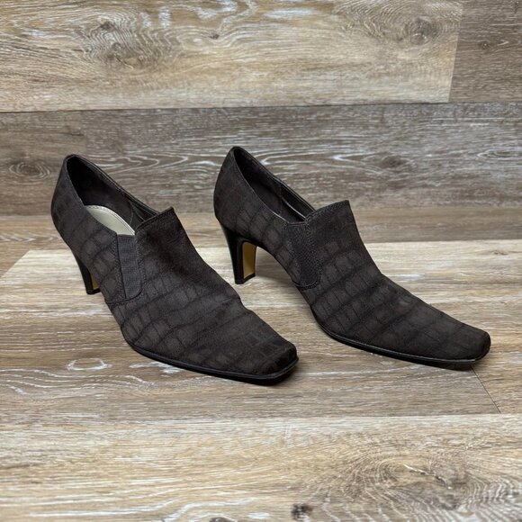 Liz claiborne Labrynth Brown Crocodile pattern Stretch Bootie Women's Size 10 - Picture 6 of 6